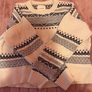 Lucky Brand Nordic Pattern Sweater in Cream and Black